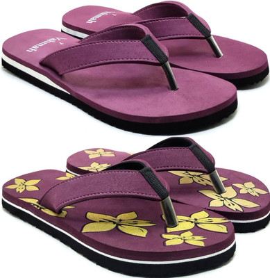 VAHMAH Women Slippers(Maroon, Purple , 5)