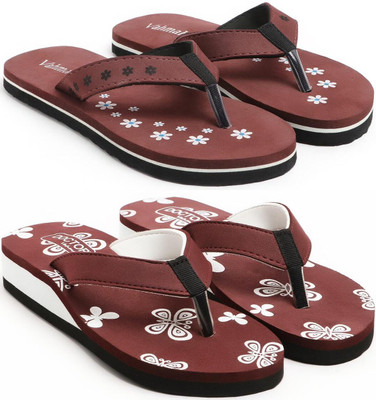 VAHMAH Women Slippers(Maroon, Maroon , 4)
