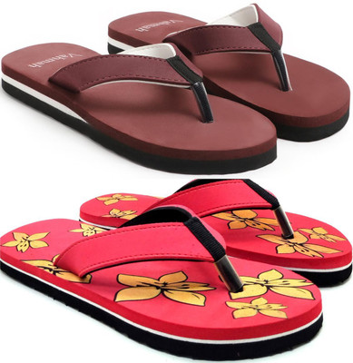 VAHMAH Women Slippers(Maroon, Red , 7)