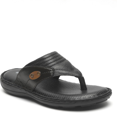 pelle albero Men Flip Flops(Black , 9)