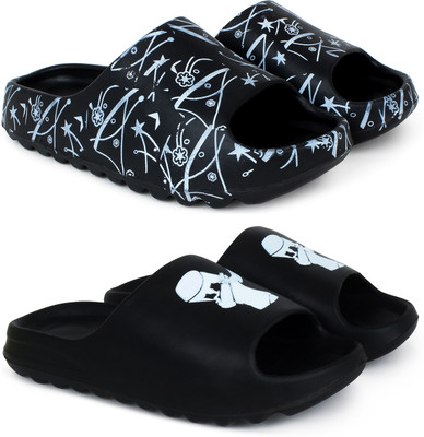 KAPYANSH Men Slides(Black, Black , 8)
