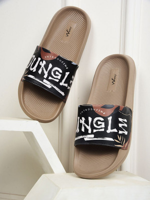 Wavvy Men Slides(Black, Beige , 9)