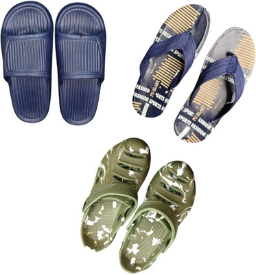 BLIBBERS Men Slippers(Navy, Blue, Green , 9)