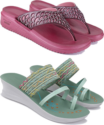 BERSACHE Women Flip Flops(Multicolor , 6)