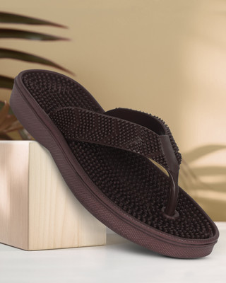 Keneye Men Trendy Accupressure Point Comfortable Casual Flip Flop For Men's Slippers(Brown , 8)