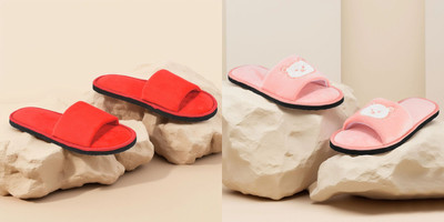 Y key Women Flip Flops(Red, Pink , 6)