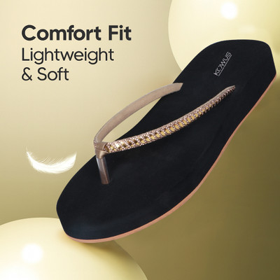 kOWUS Women Slippers(Gold , 5)