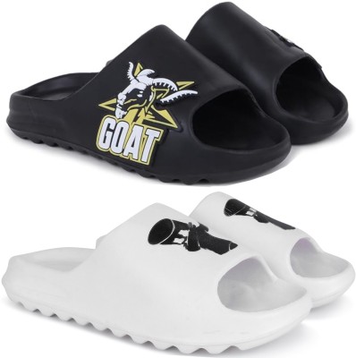 Pampy Angel Men Slides(Black, White , 10)