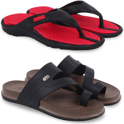 KAPYANSH Men Slippers(Red, Black , 7)