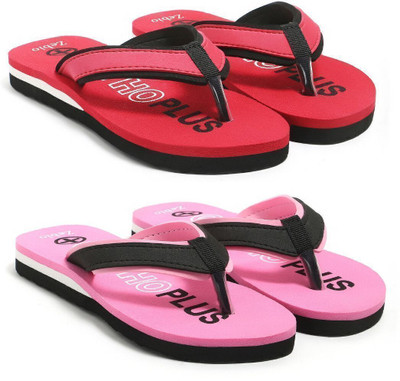 zebio Women Slippers(Red, Black, Pink, Black , 5)