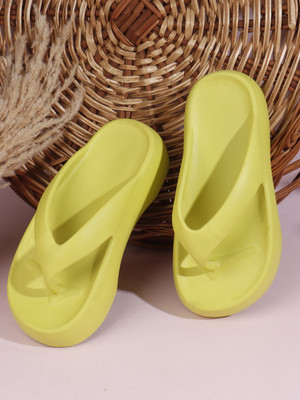 Clogsy Women Flip Flops(Green , 4)