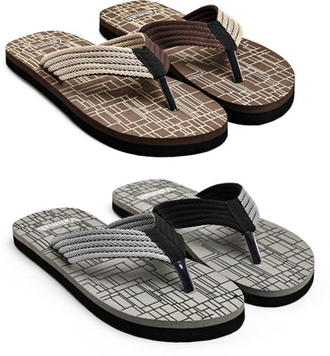 VAHMAH Men Slippers(Brown, Grey , 7)