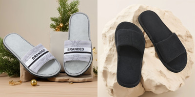 Y key Women Flip Flops(Black, Grey , 7)