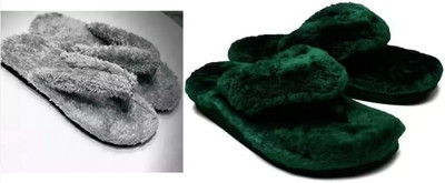 rexizone Women Flip Flops(Green, Grey , 3)