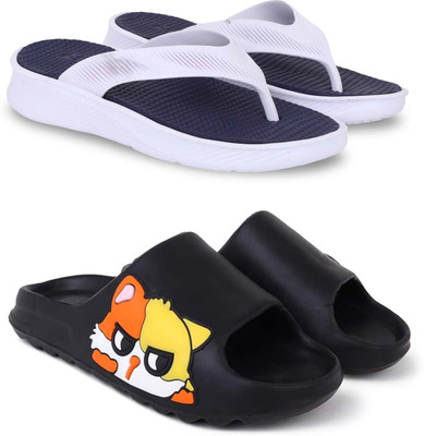 Kapani Fashion Men Slippers(Blue, Black , 9)
