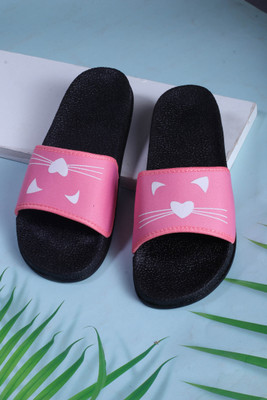 Tzen Women Flip Flops(Pink, Black , 4)