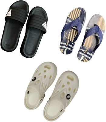 BLIBBERS Men Slippers(Black, Blue, White , 9)