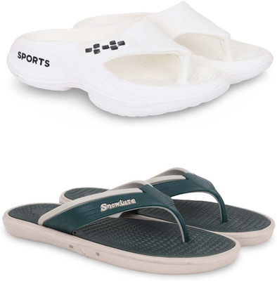 Kapani Fashion Men Slippers(White, Green , 7)