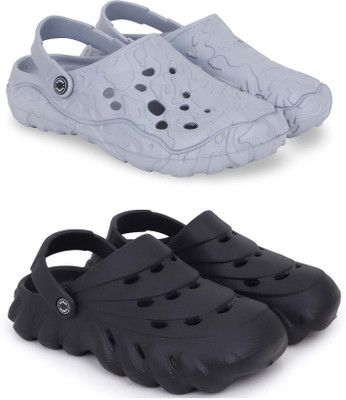 Pampy Angel Men Clogs(Grey, Black , 8)