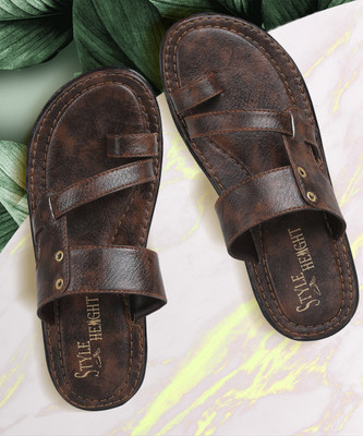 STYLE HEIGHT Men Slippers(Brown , 7)