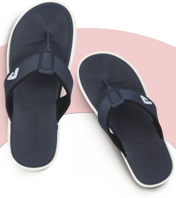 Adda Men Flip Flops(Navy, White , 9)