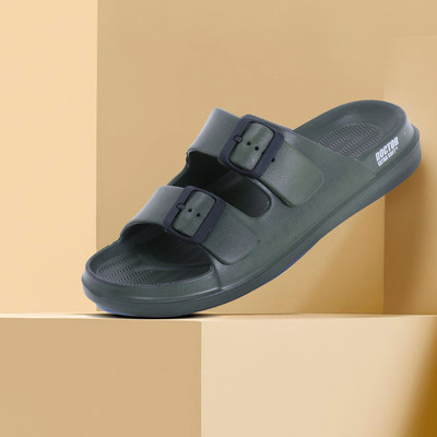 DOCTOR EXTRA SOFT Men Men's Classic Cushion Sliders/Slippers with Adjustable Buckle Strap Adult D-505 Slides(Olive , 9)