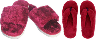 rexizone Women Flip Flops(Maroon, Maroon , 6)