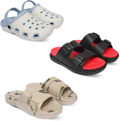Acorn Men Slides(Blue, Red, Beige , 9)