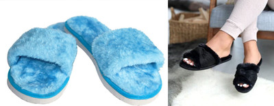 rexizone Women Flip Flops(Black, Blue , 5)