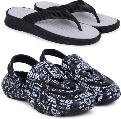 Pampy Angel Men Slippers(Grey, Black , 10)