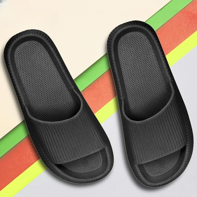 rishXation Men Flip Flops(Black , 10)