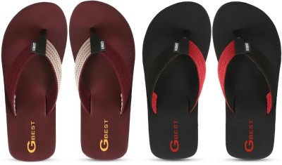 G Best Men Flip Flops(Maroon, Black , 7)