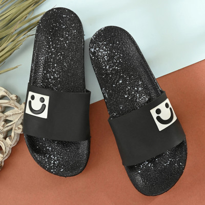 Shoe Island Men Slides(Black , 8)