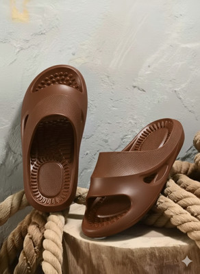 VELVON Men Flip Flops(Brown , 10)
