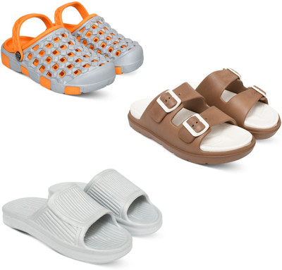 Acorn Men Slides(Orange, Tan, White , 8)