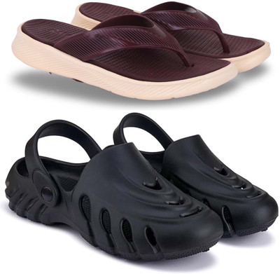 Kapani Fashion Men Slippers(Maroon, Black , 7)