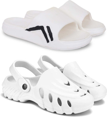 KAPYANSH Men Slippers(White, White , 7)