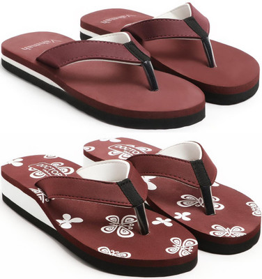 VAHMAH Women Slippers(Maroon, Maroon , 4)