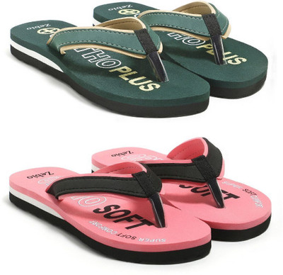 zebio Women Womens Soft Ortho Slippers | Daily Use Anti-Skid Ladies Flip Flops Slippers(Green, Yellow, Pink, Black , 5)