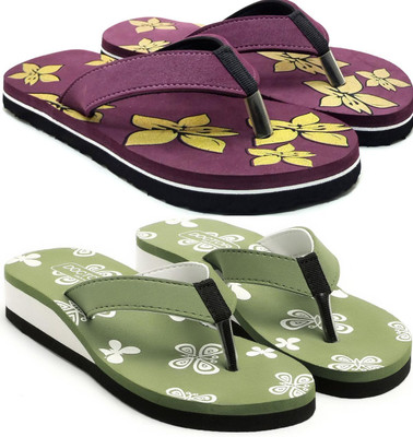 VAHMAH Women Slippers(Purple, Green , 5)