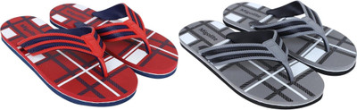 MIGOLITE Men Flip Flops(Red, Grey , 10)