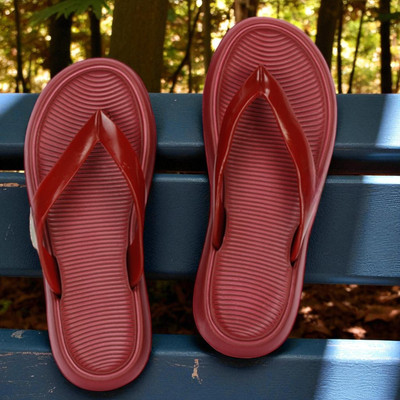 WOCMEC Women Flip Flops(Maroon , 8)