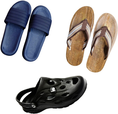 BLIBBERS Men Slippers(Blue, Brown, Black , 9)