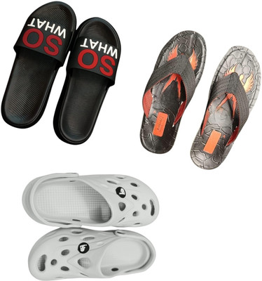 BLIBBERS Men Slippers(Black, Black, Off White , 7)