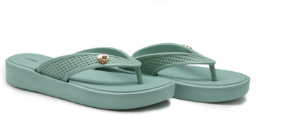 asian Women Flip Flops(Green , 6)