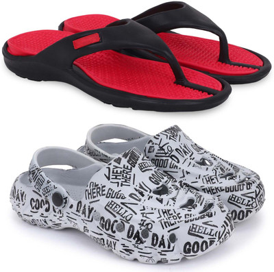 Kapani Fashion Men Slippers(Red, Grey , 8)