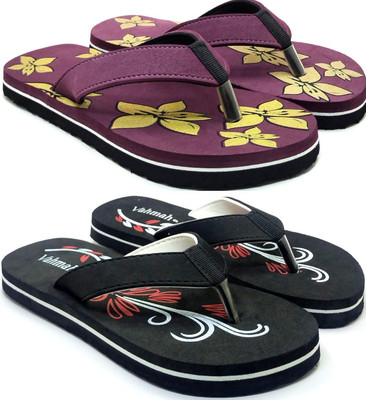 VAHMAH Women Slippers(Purple, Black , 5)