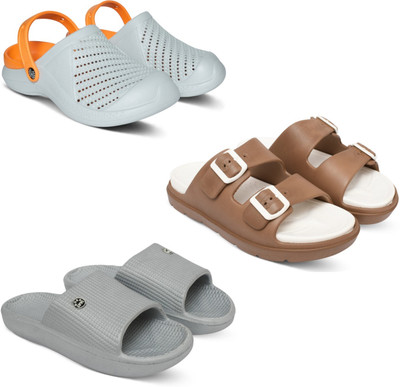 Acorn Men Slides(Orange, Tan, Silver , 9)