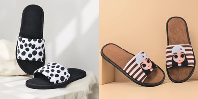 Y key Women Flip Flops(Black, Brown , 6)