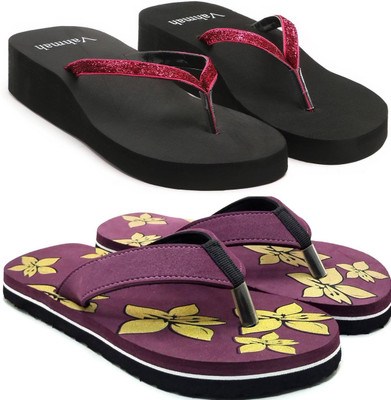 VAHMAH Women Slippers(Maroon, Purple , 5)